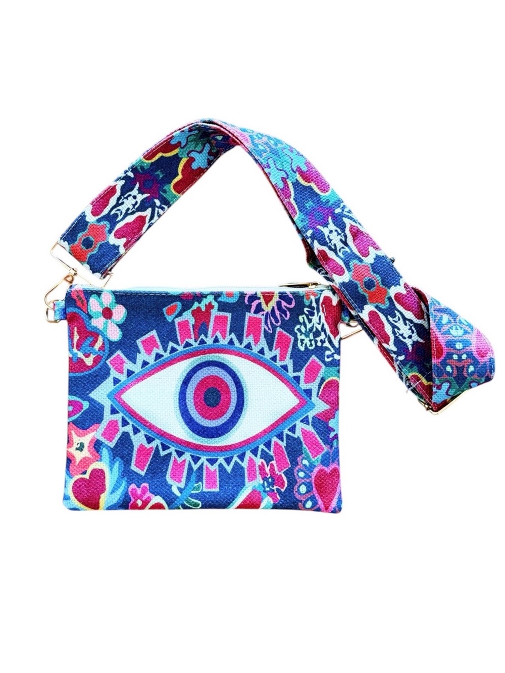 New Blue Evil Eye Red Heart Star Pink Flower Multicolor Crossbody Shoulder Bag